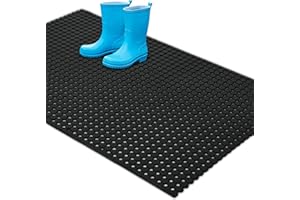 jxgzyy 3'x 5' Heavy Duty Outdoor Rubber Floor Mat, Commercial Non Slip Drainage Mat, for Restaurant Garage Garden Indoor Outs