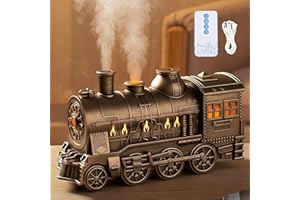 Generic Christmas Train Diffuser for Essential Oils, 300ML Quiet Cool Mist Desk Humidifier, 2 Lighting Modes, Vintage Train A