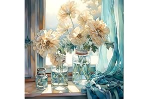 AALBLAC Paint by Numbers Kit for Adults, Flowers Paint by Numbers on Canvas for Beginners, Acrylic Easy Painting Number Kits for Gift Decor - 16x16 Inch