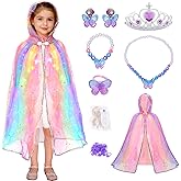 Princess Dress up for Girls, Light up Cape Toys Kit,Cosplay Costume Birthday Gift for Toddlers 3-8