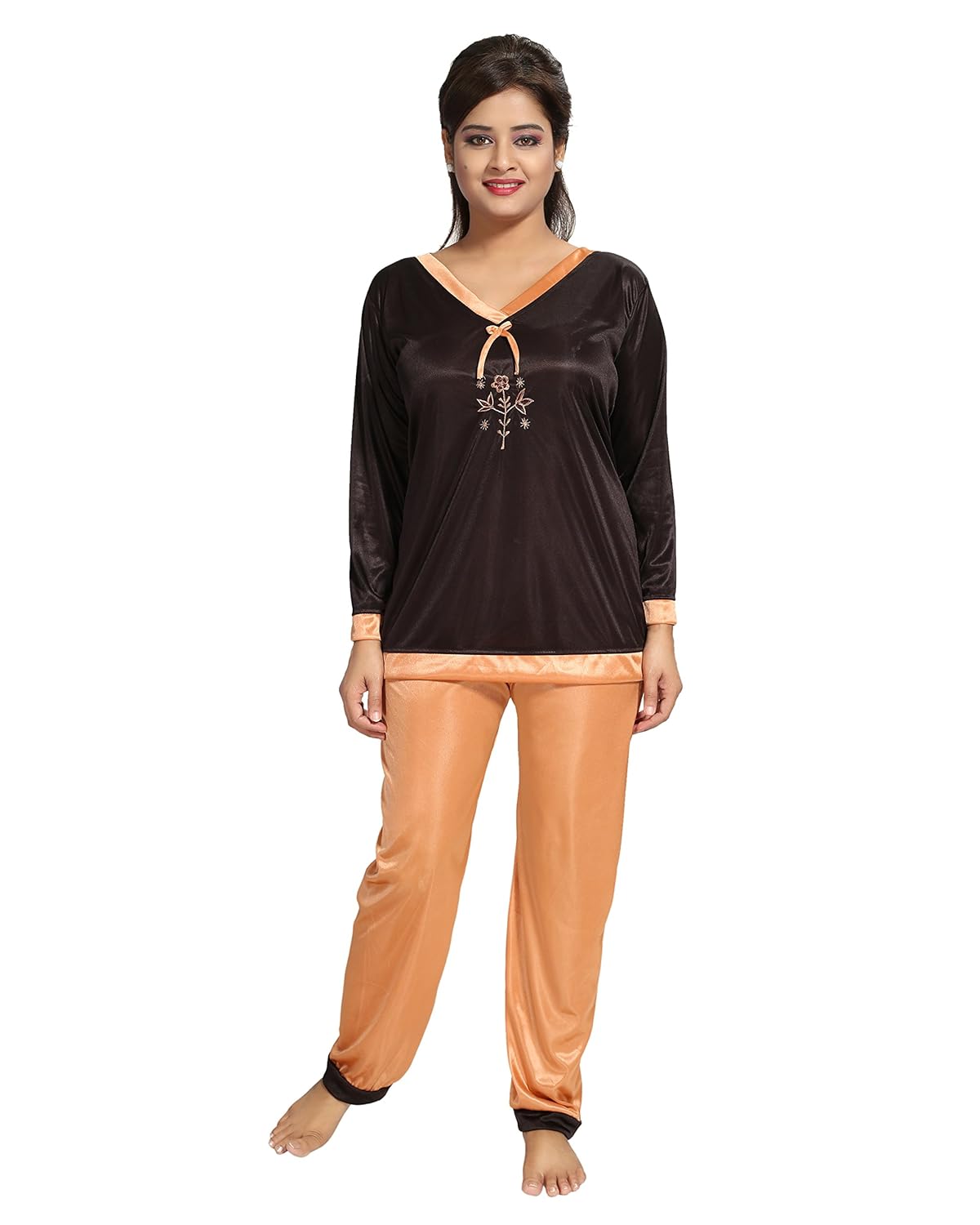fabme women's pyjama set (nw0132cl_chocolate_free size)
