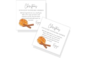 CRAFTERS CUP Christmas Stovetop Potpourri Simmer Instruction Cards | 30 Pack | 2.5 x 2.5" inches Square Card | Potpourri | White Christmas Design