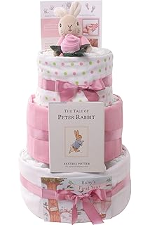 Baby Girl Two Tier Nappy Cake New Born Baby Shower Gift With Sock Baby Girl Two Tier Nappy Cake New Born Baby Shower Gift With Sock