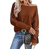 Saodimallsu Womens Off The Shoulder Sweater Boat Neck Batwing Sleeve Knit Pullover 2025 Cute Casual Trendy Jumper Tops