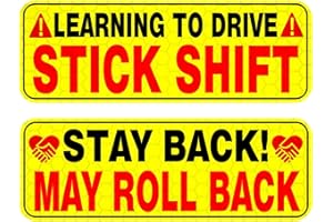 PICASSOSKY Learning to Drive Stick Shift Car Magnet - Colorful, Reflective, Weather-Resistant - Rectangular 10 x 3 in (Yellow/Black)