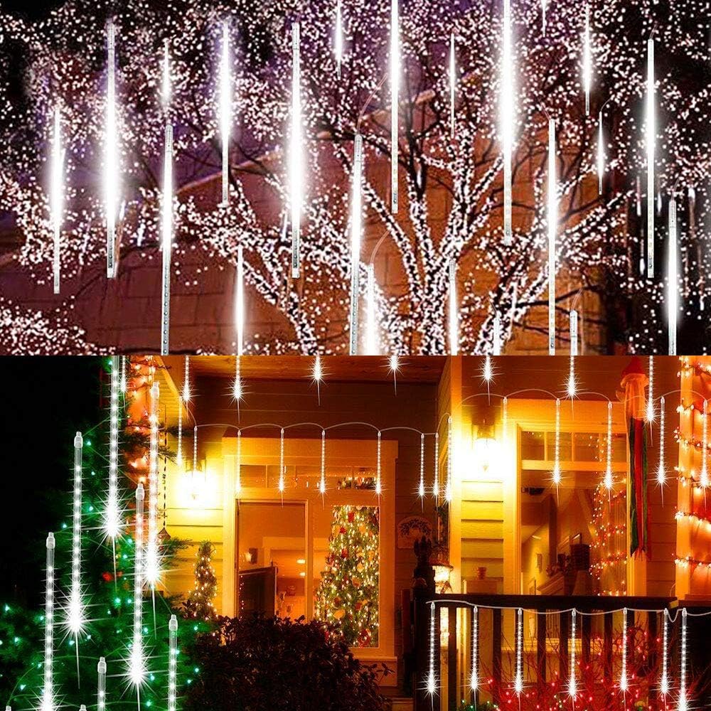 Cocopa LED Rain Lights -8 Tubes x 144LED Christmas Icicle Meteor Lights USB Plug Falling Drop Snow Lights for Christmas Wedding Party Urban Night Lighting New Year