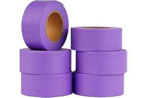 G GEYYANG GEYYANG Purple Flagging Tape 6 Pack, Non Adhesive Plastic Ribbon Neon Marking Tape, Hunting Trail Tape, Boundaries and Hazardous Areas Marking, 1.18 in * 98 ft, 3.35 Mil Thick