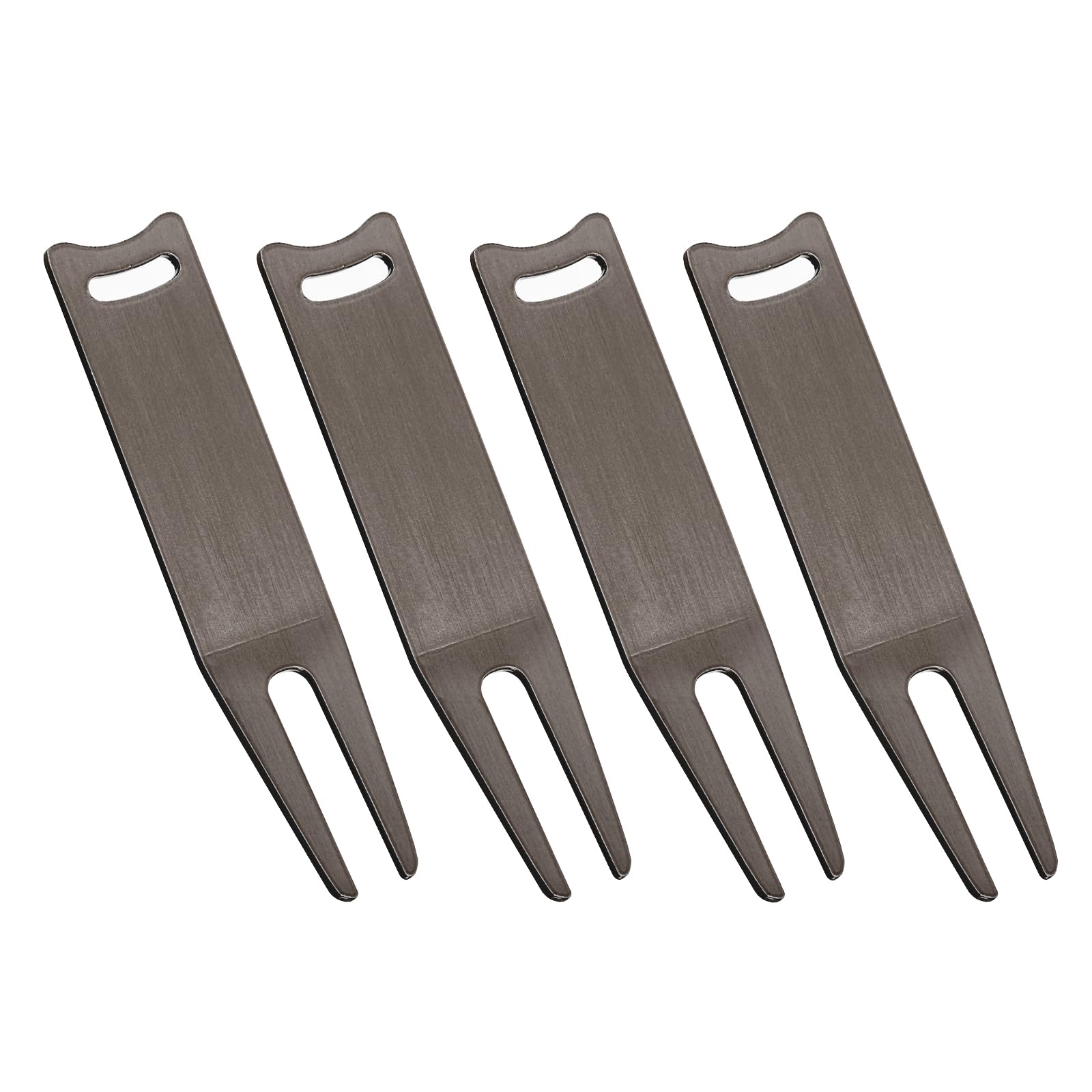 PATIKIL Metal Bending Golf Divot Repair Tool, 4 Pcs Metal Golf Fork Accessory Curved Spit for Golf Golfer Men Women Repairing, Chrome