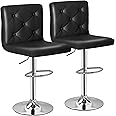 VECELO Adjustable Bar Stools with Back, Bar Height Stools for Kitchen Counter, Bar Stools Set of 2, X-Large Size, 17.3" D x 16.5" W x 45" H, Black