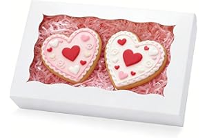 JOHOPACK 50 Pack Cookie Boxes 7" x 4 3/8" x 1 1/2" Inch, Bakery Boxes with window Treat Box Chocolate Covered Strawberries Bo