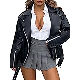 Gudasuo Womens Oversized Leather Jackets Faux Suede Fall Fashion Motorcycle Coats Winter Outfits Clothes Y2k Tops
