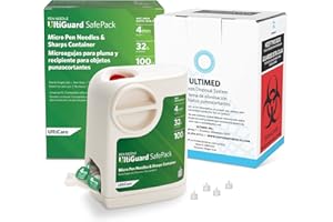 3-in-1: UltiGuard Safe Pack Pen Needles, Sharps Container & Prepaid Mail-Back Disposal Kit for at-Home Insulin Injections and Safe Needle Disposal, Size: 4mm x 32G Micro, 100 Count