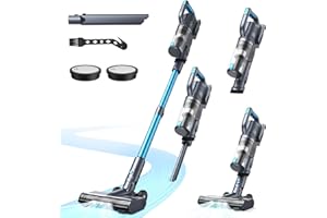 MIUZZY Cordless Vacuum Cleaner, 35Kpa Powerful Suction, Max 50 Minutes, Lightweight Vacuum Cleaner for Home with Self-Standing, Stick and Handheld Vacuum for Carpets, Hard Floor, Pet Hair, Cars, Blue