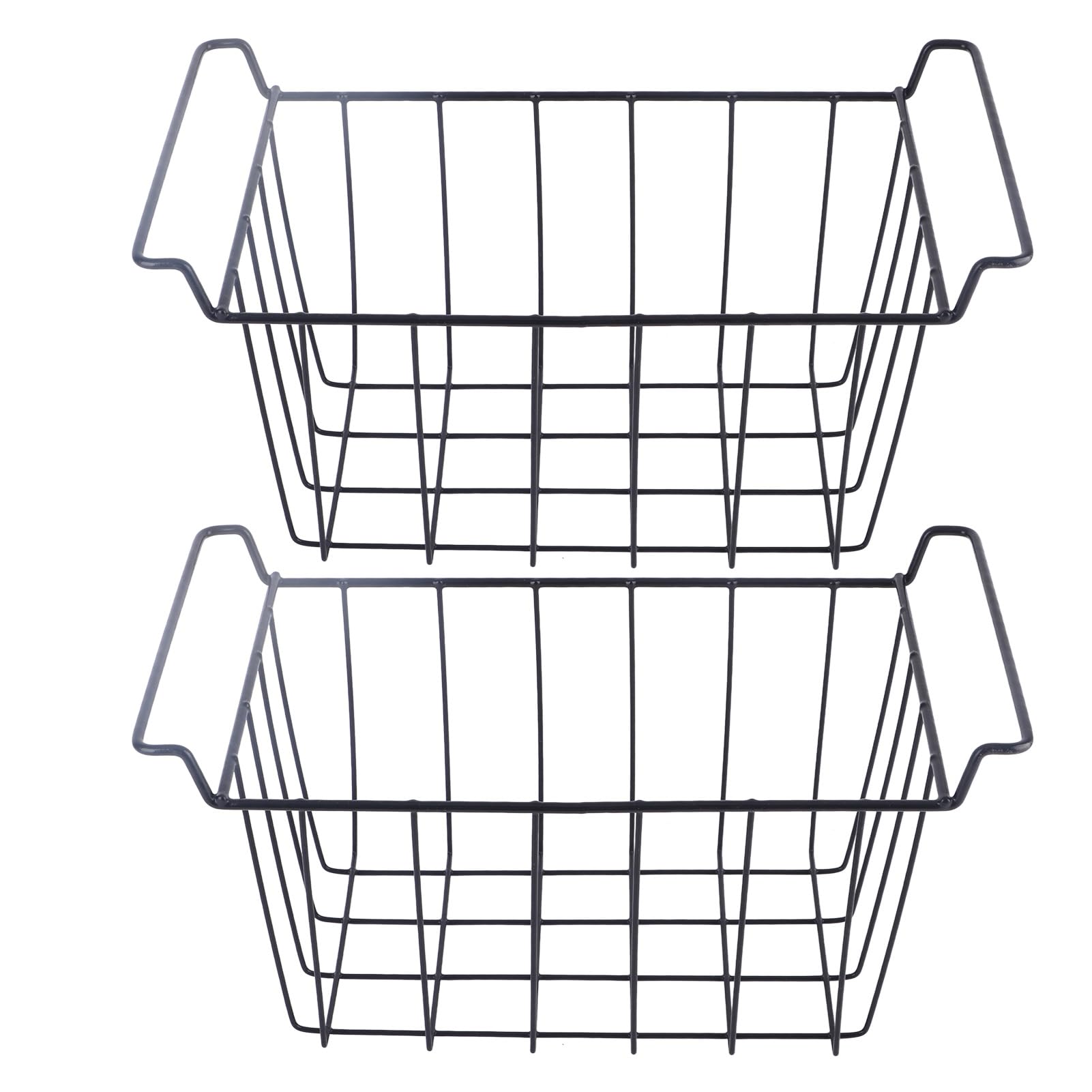 2 Pcs Chest Freezer Baskets, Freezer Wire Storage Basket Organizer Metal Wire Storage Baskets Hanging Rack for Refrigerator Shelves (L 39cm X W 20cm X H 20cm)