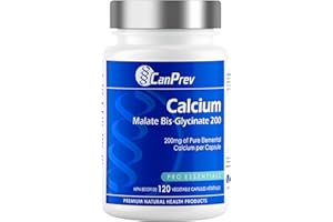 CanPrev Calcium Malate Bis-Glycinate Supplement, 120 Capsules 120-Day Supply - Therapeutic 200mg Elemental - Ideal for Health