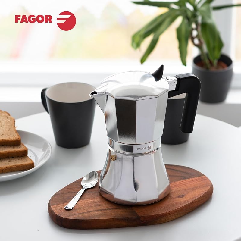 Fagor Cupy Cafetera Italiana, Inducción, Aluminio, Express, 12 Tazas Café, Apta para todas las Cocinas, Vitrocerámica, Gas, Eléctrica, Junta de Silicona Gran Durabilidad — foto 4 de 7