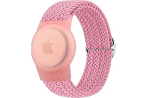Wanme Stretchy Air Tag Bracelet for Kids, Adjustable Nylon Strap with Anti-scratch Protective Case for Apple Air Tag Watch Ba