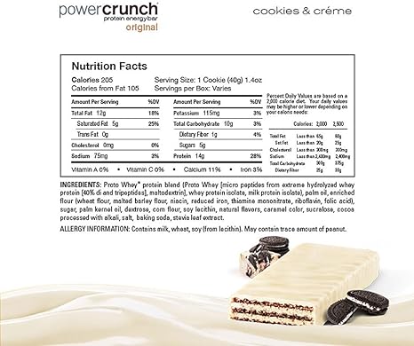 Amazon Com Power Crunch Original Cookies And Creme Protein Bar 1 4 Ounce 12 Per Case Health Personal Care