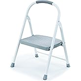 Rubbermaid 1-Step Steel Ladder, Folding Step Stool with Hand Grip and Traction Molded Steps, White, Tested to ANSI US Safety Standards, No Assembly Required