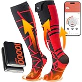 SURGOAL Heated Socks, 14-Hour Runtime & 2 * 10000mAh Rechargeable Heated Socks for Men, Electric Socks for Women, Heated Ski Socks for Winter, Hunting, Skiing, Snowboarding, Fishing, Work (Red)