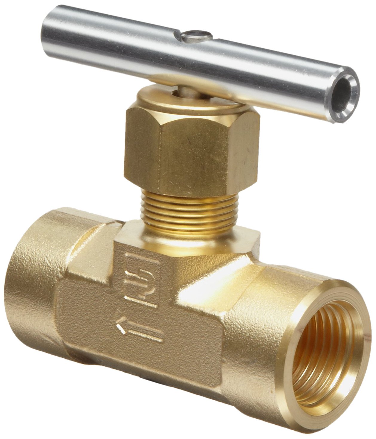 Parker V Series Brass Needle Valve, Inline, TBar Handle, Needle Stem