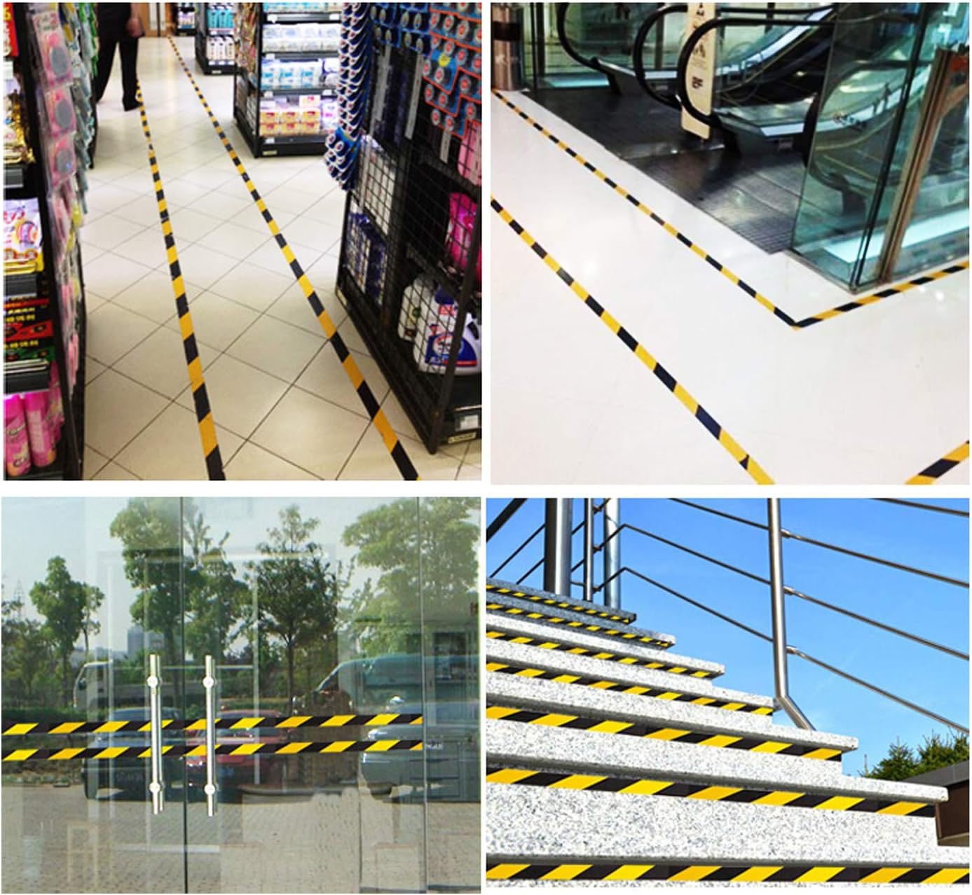 BLIGO Hazard Warning Safety Stripe Tape, 2 Inch x 36 Yards, Black and Yellow, High-Visibility, Marking Floors, Walls, Steps, Caution Dangerous Zones, 2 Rolls: Home Improvement