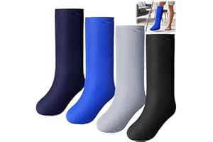 Shyyween 4 Pcs Leg Cast Cover Medium Short Cast Sock Cover Below The Knee Leg Sleeve for Foot Men Women Plaster Stocking Protective(Black, Blue, Gray,Dark Green)