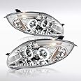 AUTOZENSATION Compatible with 2006-2008 Mitsubishi Eclipse, Left + Right Pair Headlamps Assembly, LED Chrome Housing Clear Lens Projector Headlights