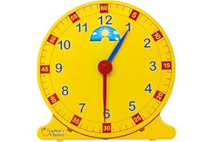 TEACHER'S CHOICE Learn How to Tell Time Teaching Clock – Large 12" Classroom Demonstration Night and Day Learning Clock