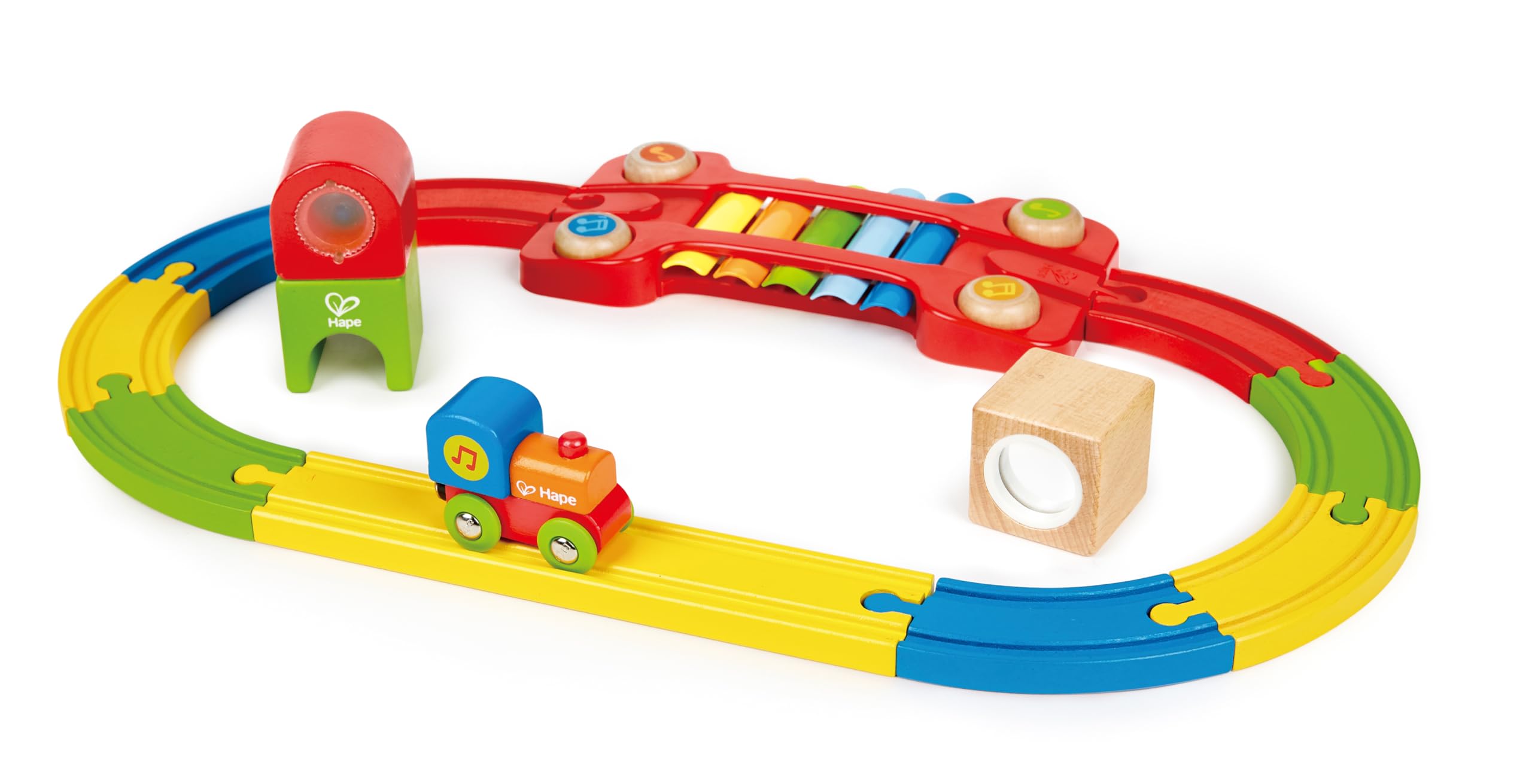 Hape Sensory Railway Set – Colorful Musical & Tactile Train Track for Ages 18M+