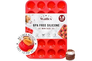 Walfos Mini Silicone Muffin Pan - 24 Cups, BPA Free and Dishwasher Safe, Non-stick Silicone Cupcake Baking Pan, Great for Making Muffin Cakes, Tart, Bread