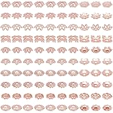 PH PandaHall 100pcs 10 Styles Bead Caps Flower Bead Caps 6/7/8mm Spacer Beads Flower Bracelet Beads Flat Spacers Rose Gold Brass Bead for Jewellery Making Friendship Bracelet Making DIY Crafts