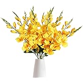 IPOPU Yellow Gladiolus Artificial Flowers 10PCS Silk Gladiolus Flowers 30in Fake Flowers for Wedding Home Party Floral Arrangement Centerpiece Table Decoration(Yellow)