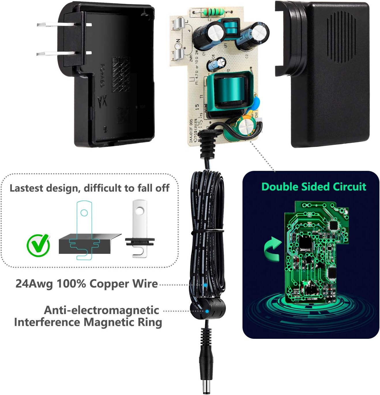 [UL Listed] Chanzon 12V 1A 12W AC DC Switching Power Supply Adapter (Input 100-240V, Output 12 Volt 1 Amp) Wall Wart Transformer Charger for DC12V Security CCTV Camera (6Ft Cord, 12 Watt Max): Home Audio & Theater