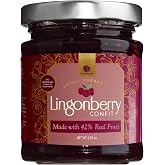 Gourmanity Lingonberry Jam, Tart and Sweet, All Natural, 6.35oz | Balanced tart-sweet flavor, Non-GMO, Product of Belgium, great on croissants, scones, ice cream
