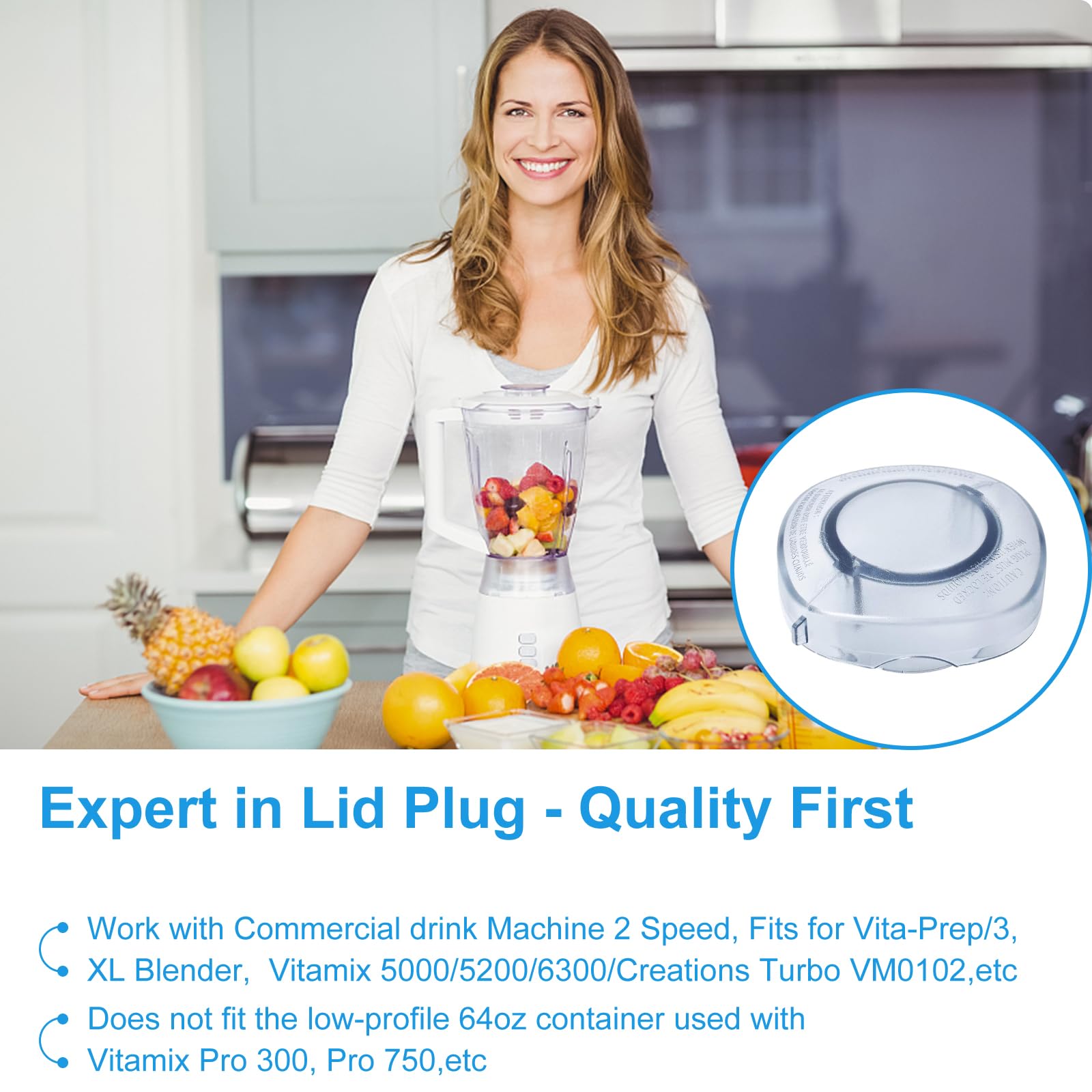 Lid Plug Replacement for Vita-mix 64 oz Container Blender Accessories Fits for Drink Machine 2 Speed, Vita Prep,Vita Prep 3, Xl High Profile 64 oz Container