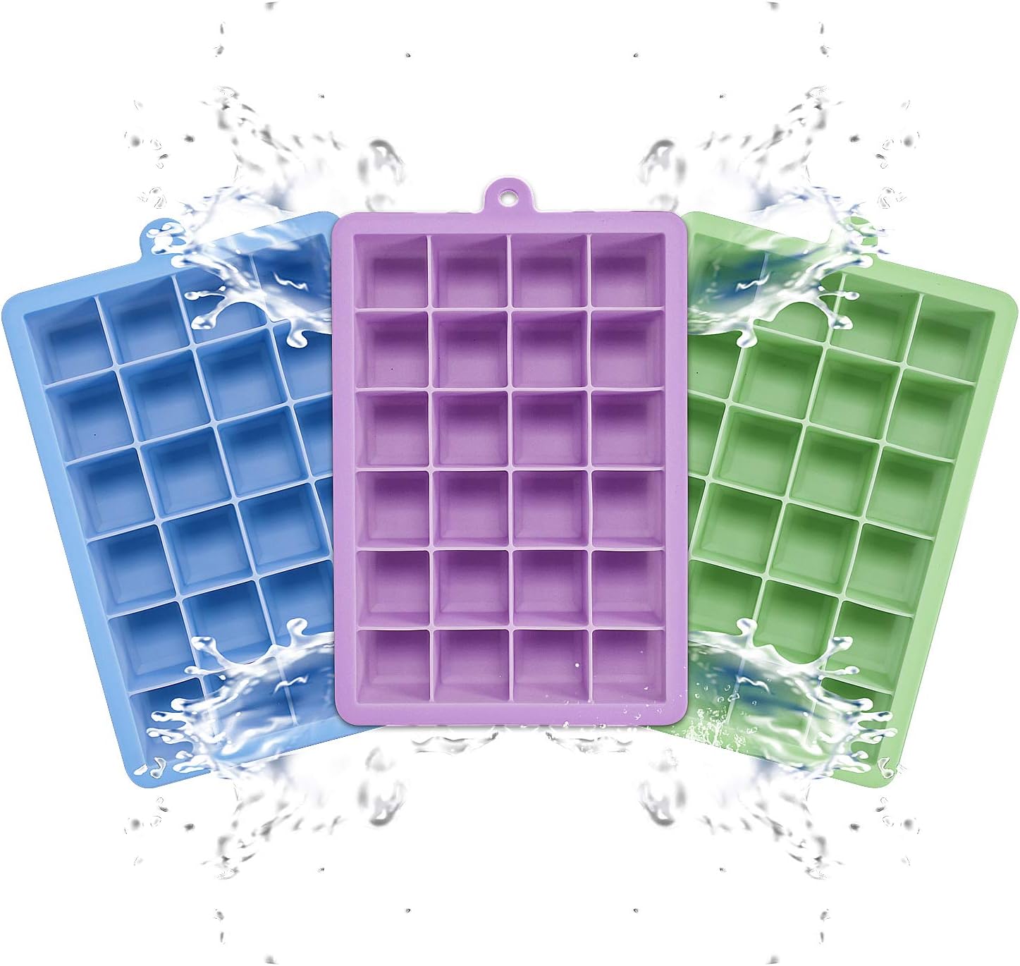 3 Pack Ice Cube Trays, 24 Cubes Easy Release Small Ice Cube Trays with Lids For Whiskey Storage, Cocktail, Beverages, Dishwasher Safe, BPA Free