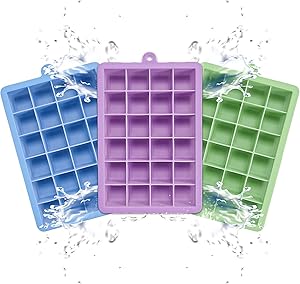 3 Pack Ice Cube Trays, 24 Cubes Easy Release Small Ice Cube Trays with Lids For Whiskey Storage, Cocktail, Beverages, Dishwasher Safe, BPA Free