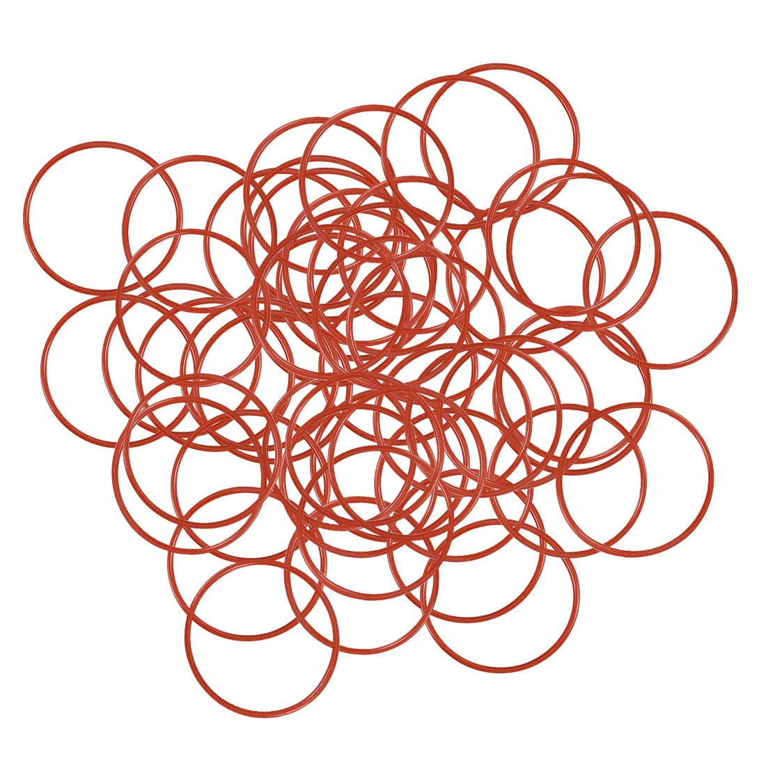 sourcing map Silicone O-Ring, 32mm OD, 29mm ID, 1.5mm Width, VMQ Seal Rings Gasket, Red, Pack of 50 — image 1