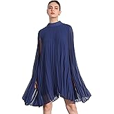 Allegra K Chiffon Dresses for Women's Loose Flowy Cloak Sleeve Cape Pleated Dress