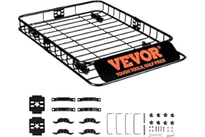 VEVOR Roof Rack Cargo Basket, 46" x 36" x 4.5" Rooftop Cargo Carrier, Heavy-Duty 200 LBS Capacity Universal Roof Rack Basket,