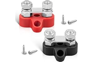 RED WOLF 12V 200A Power Distibution Block 5/16" Dual Stud Busbar M8 Terminal Bus Bar 12 Volt DC Battery Junction Post for Aut