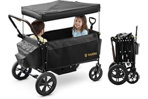 BabyVista Stroller Wagon for Kids, One-Hand Adjustable Push/Pull Handle, Spacious Storage, 8"/12" All-Terrain Wheels, Canopy with Bug Net, Wagon Stroller for Daily Walks, Short Trips & Grocery Runs