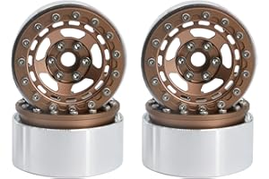 POLANTA 1.9" RC Beadlock Wheels Rims for 1/10 Scale RC Crawler (Set of 4) - Compatible with Traxxas TRX4, TRX6, Axial SCX10, SCX10 III, AXI03007, and D90 (Bronze)