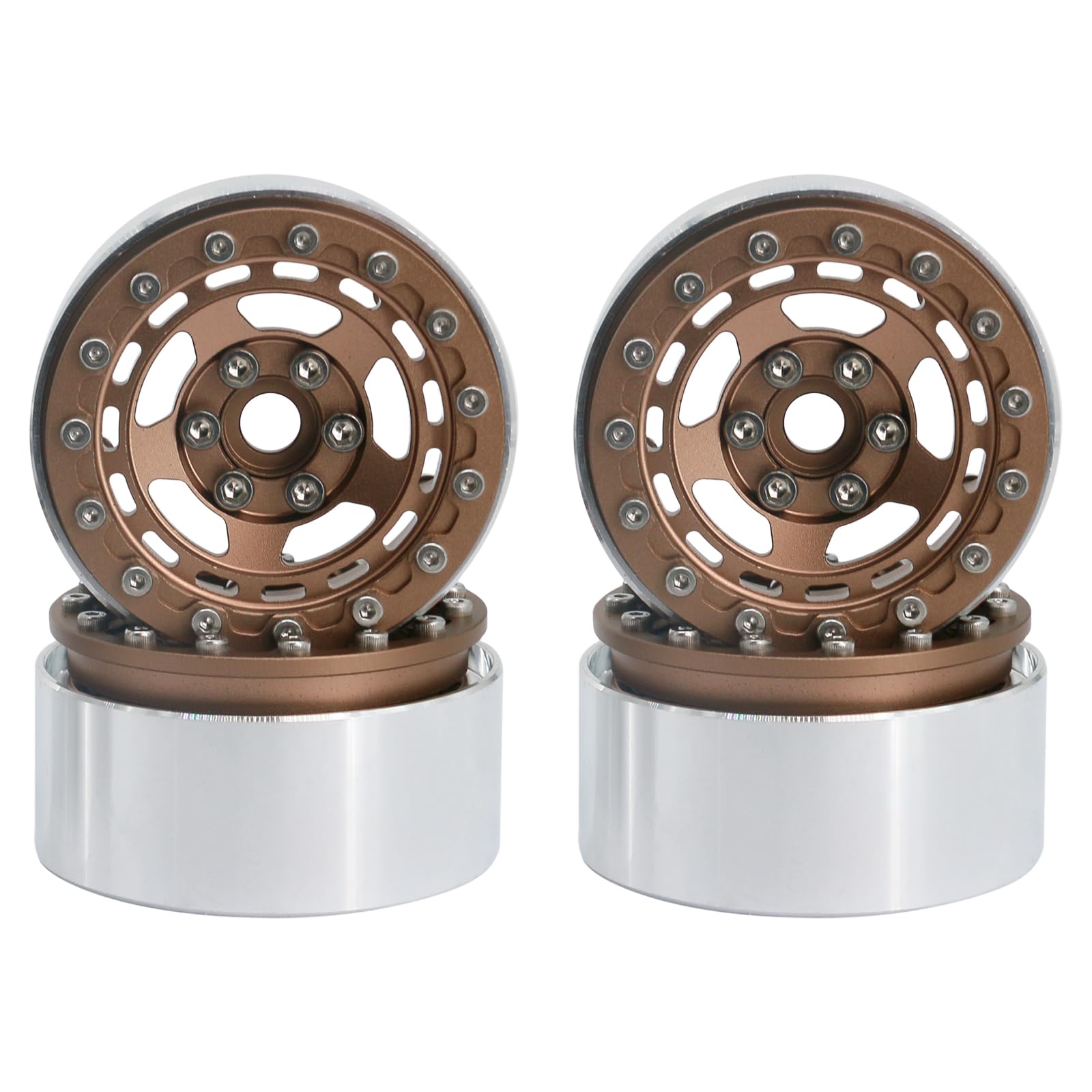 Photo 1 of 1.9" RC Beadlock Wheels Rims for 1/10 Scale RC Crawler (Set of 4) - Compatible with Traxxas TRX4, TRX6, Axial SCX10, SCX10 III, AXI03007, and D90 (Bronze)