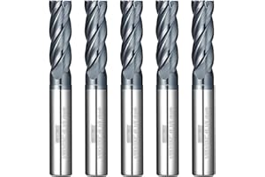 WEXWE Tools Carbide End Mill Square Milling Cutter for Cutting Alloy Steels,Cast Iron, Hardened Steel - 4 Flute Cutting Tools 1/8 Shank (1/8-2" 5PCS)