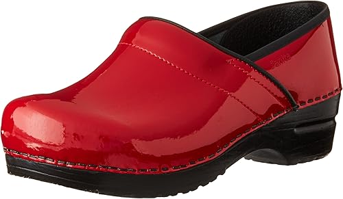 sanita red patent leather clogs