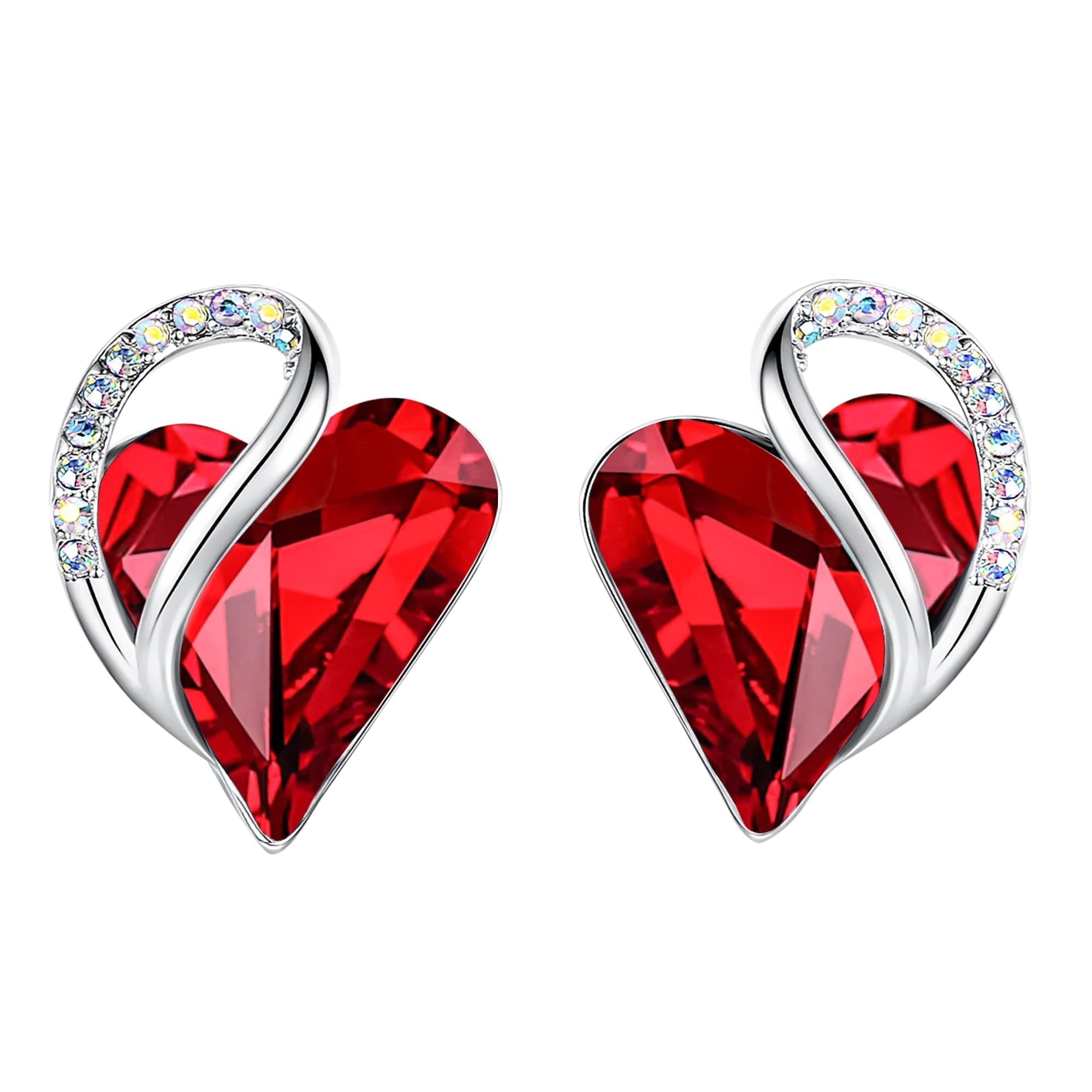Leafael Birthstone Heart Earrings for Women | Unique Birthstone Earrings With Healing Crystals | Allergy-Free Earrings for Women with Gift Box Included