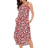 JOYSHAPER Built in Bra Summer Maxi Dresses Casual Sundress Beach Dress Vacation Dress with Pockets