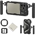 NEEWER 15 Pro Max Cage Video Rig with Dual Handles, Quick Release 67mm Filter Adapter, 17mm Lens Backplane, Cleaning Cloth, Aluminum Case for iPhone Stabilizer for Video Recording Filmmaking, PA024K
